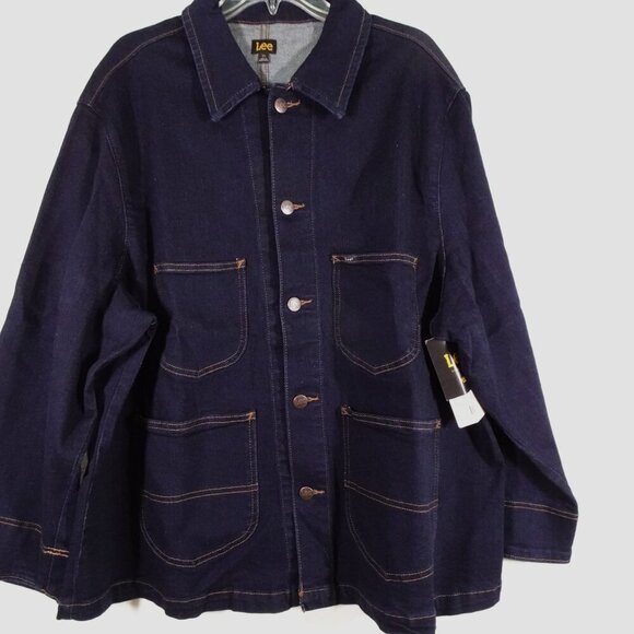Lee Denim Jean Jacket Women's Plus Size 3X Blue Western Chore Coat Pockets - Picture 5 of 11